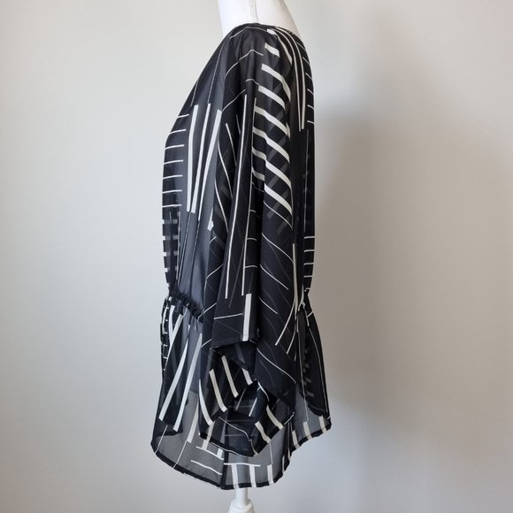 Chaps Women's Sheer Drop Shoulder Wide Sleeve Blouse Size M - Picture 2 of 8